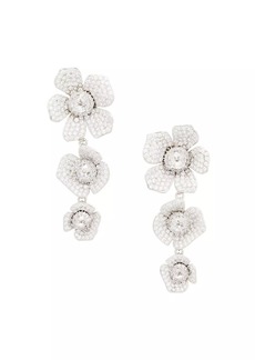 Kate Spade Poppy Power Silvertone Or Goldtone & Cubic Zirconia Flower Drop Earrings