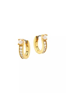 Kate Spade Precious Delight Gold-Plated, Cubic Zirconia & Faux Pearl Hoop Earrings
