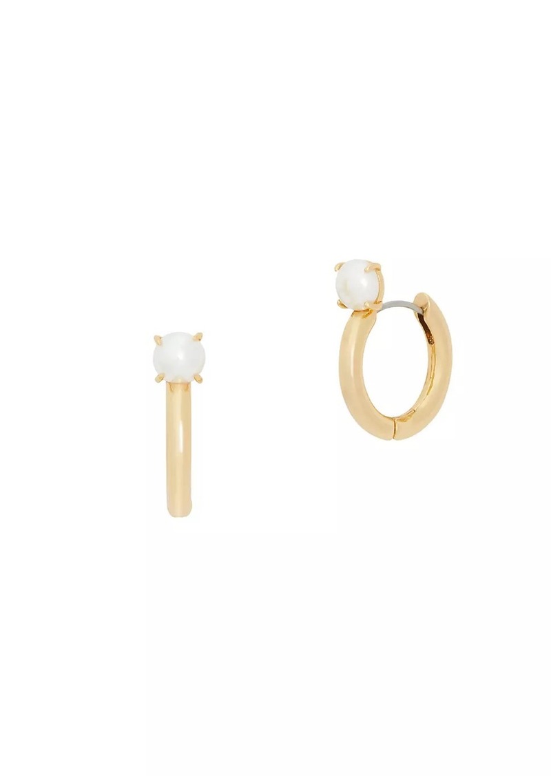 Kate Spade Precious Delights Gold-Plated & Glass Pearl Huggie Hoop Earrings