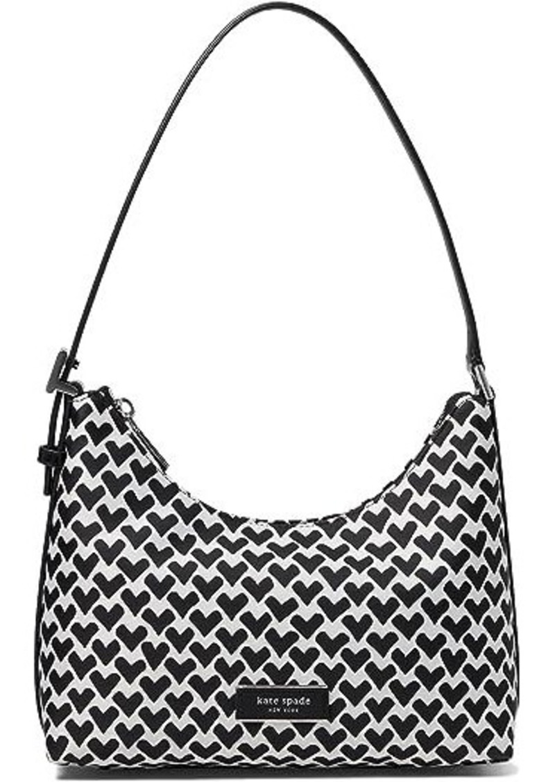 Kate Spade Sam Icon Modernist Hearts Jacquard Fabric Small Shoulder Bag