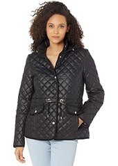 Kate Spade Short Diamond Quilted Snap Front Hooded Jacket
