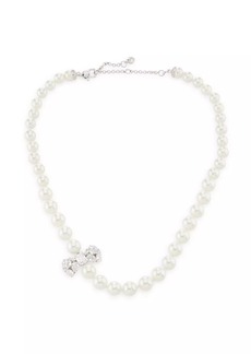 Kate Spade Silvertone, Imitation Pearl & Glass Crystal Necklace