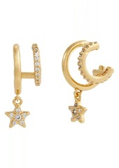 Kate Spade Something Sparkly Pave Star Double Huggies Earrings