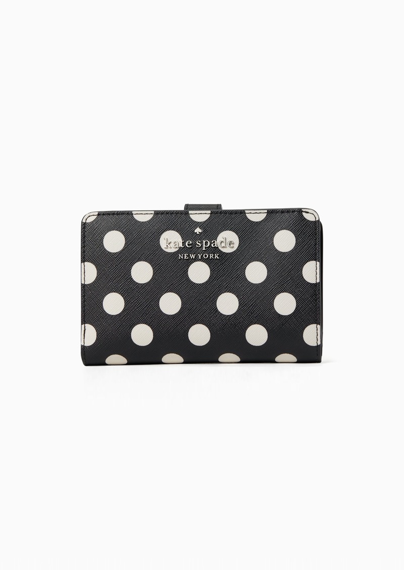 Kate Spade New York Staci Medium Compact Bifold Wallet Saffiano Black 