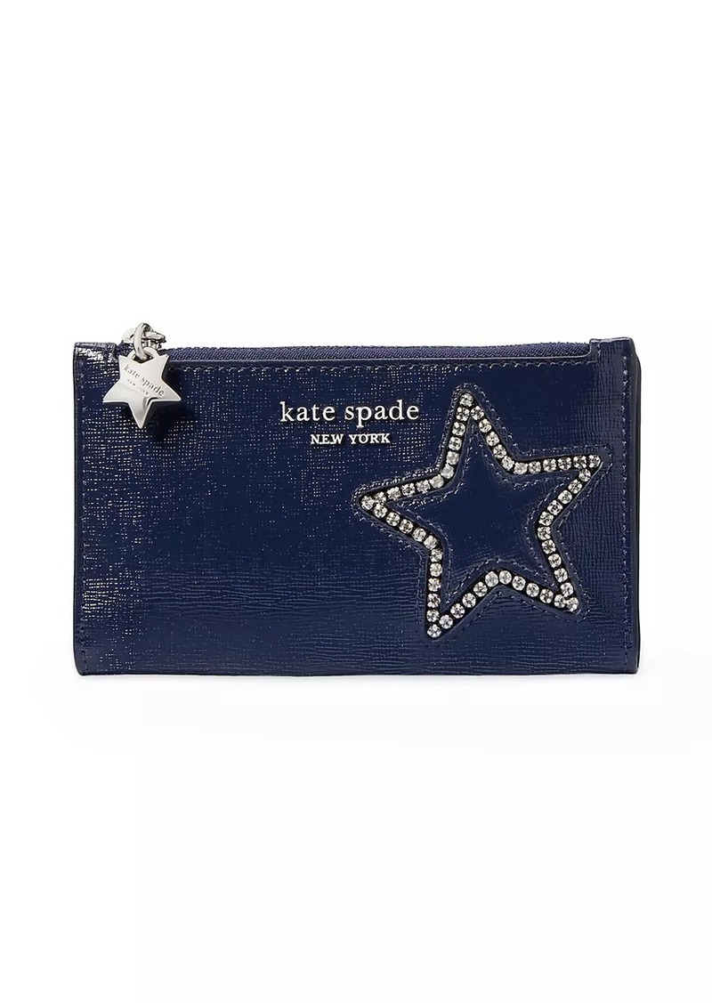 Kate Spade Starlight Crystal-Embellished Patent Leather Small Bifold Wallet