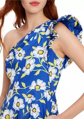 Kate Spade Sunshine Floral Ruffled Faille Midi-Dress