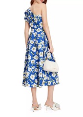 Kate Spade Sunshine Floral Ruffled Faille Midi-Dress
