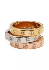 Kate Spade Tri-Tone Stainless Steel & Cubic Zirconia 3-Piece Ring Set