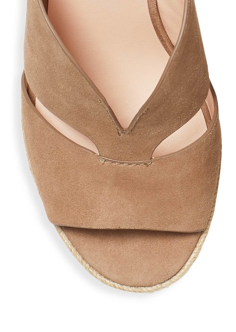 honey suede and leather women's tropez wedges