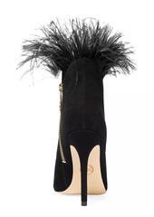 Kate Spade Whitby 100MM Feather-Trimmed Suede Booties