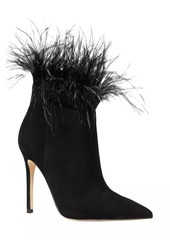 Kate Spade Whitby 100MM Feather-Trimmed Suede Booties