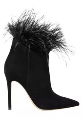 Kate Spade Whitby 100MM Feather-Trimmed Suede Booties