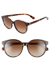 Kate Spade New York eliza 55mm polarized round sunglasses in Dkhavana/Brown Grad Polz at Nordstrom Rack