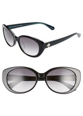 kate spade new york everett 56mm special fit gradient cat eye sunglasses in Black/Dkgrey Gradient at Nordstrom