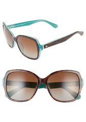 kate spade new york karalyns 56mm polarized sunglasses in Havana/Mint at Nordstrom