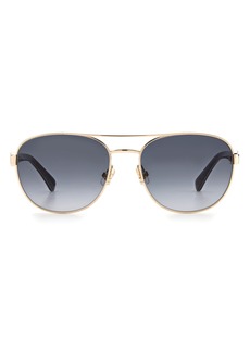 kate spade new york raglan 56mm gradient round aviator sunglasses in Gold/Grey Shaded at Nordstrom Rack