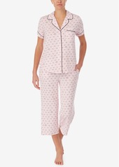 Kate Spade Women's Short Sleeve Knit Notch Short Pajama Set