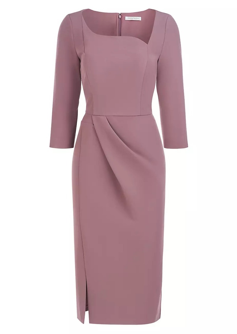 Kay Unger New York Anya Asymmetric Crepe Midi-Dress