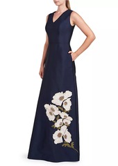 Kay Unger New York Aurelia Mikado V-Neck Gown