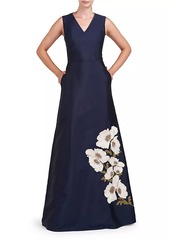 Kay Unger New York Aurelia Mikado V-Neck Gown