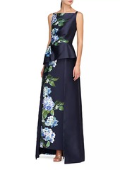 Kay Unger New York Barbara Hydrangea Mikado Walk-Thru Gown