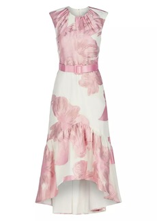 Kay Unger New York Beatrix Floral Organza Midi-Dress