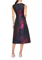 Kay Unger New York Beckett Monet Jacquard Midi-Dress