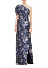 Kay Unger New York Briana Floral One-Shoulder Tulip Gown