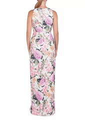 Kay Unger New York Briar Floral Lace Column Gown