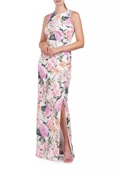 Kay Unger New York Briar Floral Lace Column Gown