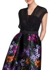 Kay Unger New York Brigid Peony Bouquet Print Cocktail Dress