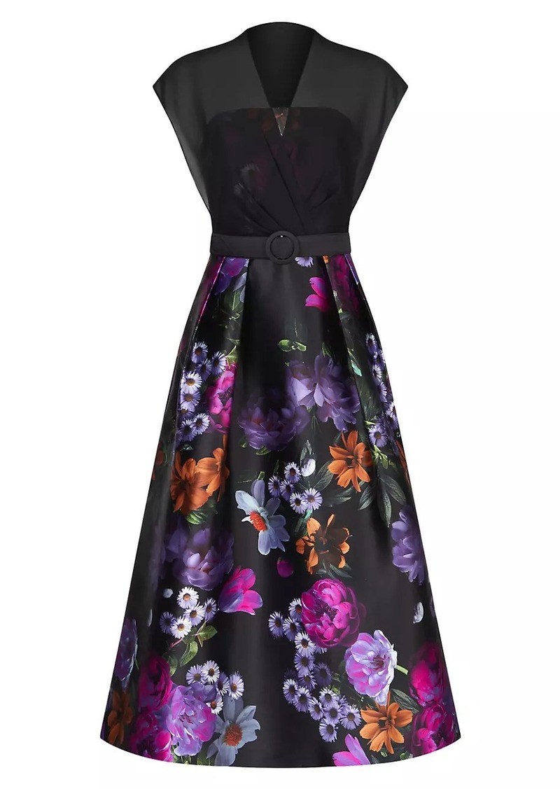 Kay Unger New York Brigid Peony Bouquet Print Cocktail Dress