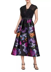 Kay Unger New York Brigid Peony Bouquet Print Cocktail Dress