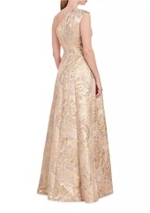 Kay Unger New York Carolyn Jacquard One-Shoulder Gown