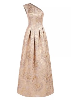 Kay Unger New York Carolyn Jacquard One-Shoulder Gown