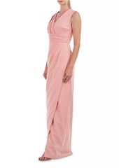 Kay Unger New York Cassia Pleated Column Gown