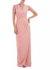 Kay Unger New York Cassia Pleated Column Gown