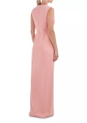 Kay Unger New York Cassia Pleated Column Gown