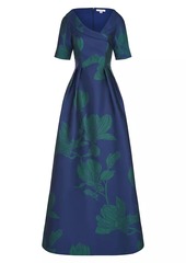 Kay Unger New York Coco Floral Jacquard Gown
