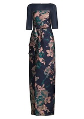 Kay Unger New York Corinne Floral Jacquard Gown