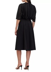 Kay Unger New York Deanna Crepe-Chiffon V-Neck Midi-Dress