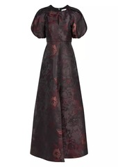 Kay Unger New York Delfina Floral Puff-Sleeve Gown