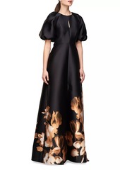 Kay Unger New York Delfina Puff-Sleeve Gown