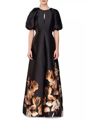 Kay Unger New York Delfina Puff-Sleeve Gown