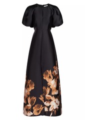 Kay Unger New York Delfina Puff-Sleeve Gown