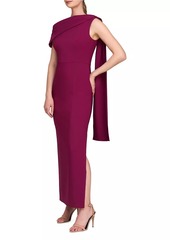 Kay Unger New York Dominica Asymmetric Crepe Gown