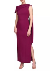 Kay Unger New York Dominica Asymmetric Crepe Gown