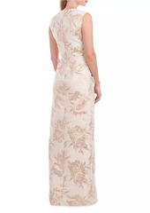 Kay Unger New York Donna Floral Jacquard Column Gown