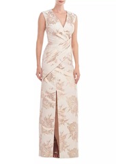 Kay Unger New York Donna Floral Jacquard Column Gown