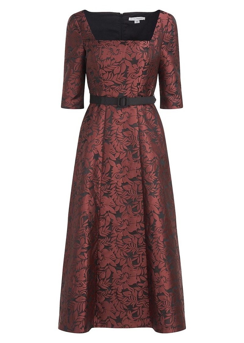 Kay Unger New York Elania Belted Jacquard Dress